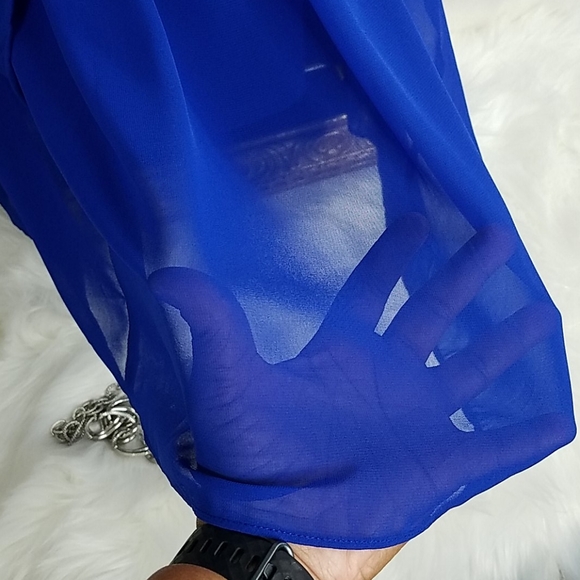 NWT, Roz & Ali, Electric blue dress with tucks, Length 40 Inches, Sz 14 - Picture 15 of 16